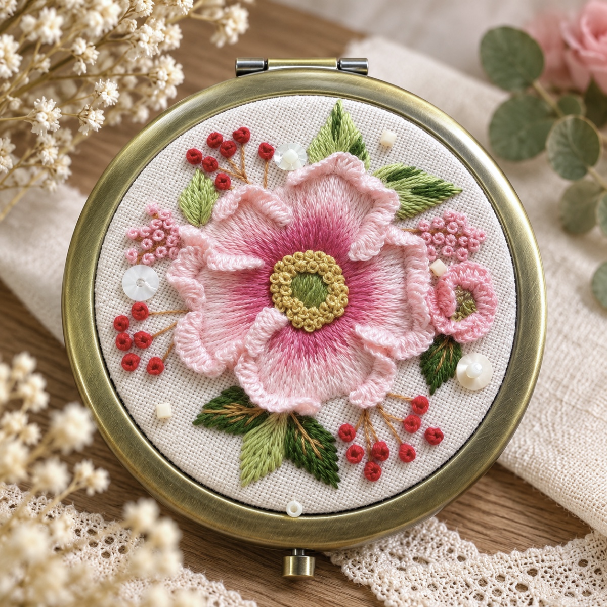 Hand-Embroidered Apron, Linen Cotton Apron
