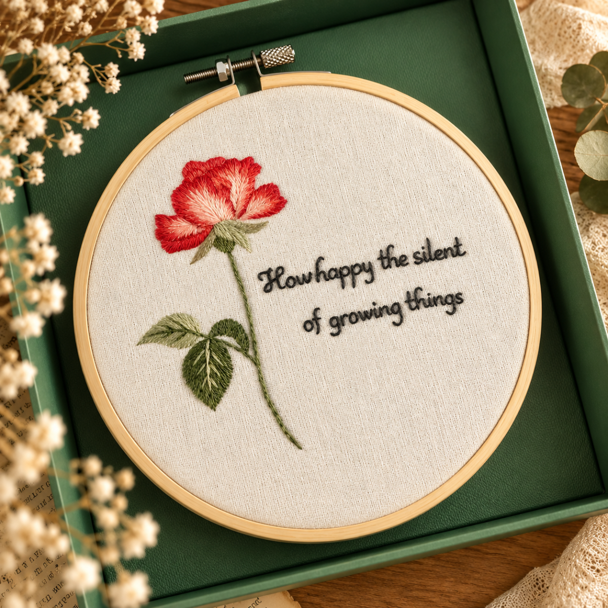 tranh thêu tay cá nhân hóa chủ đề hoa hồng